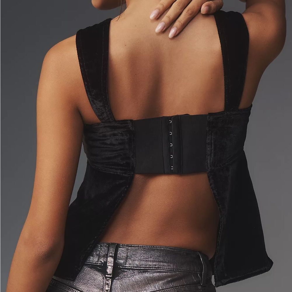 NEW Pilcro Velvet Flyaway Top In Black Size XL - Picture 2 of 6